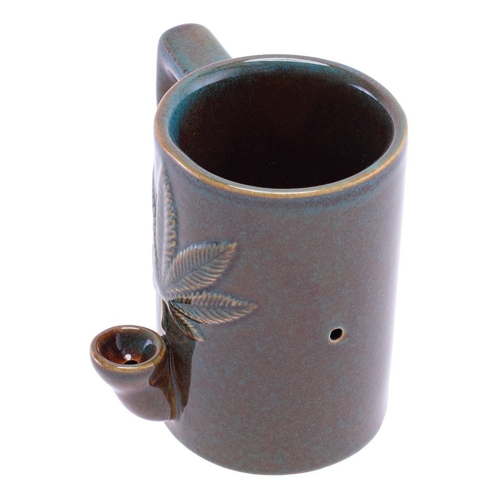 Glazed & Dazed Blue Leaf Pipe Mug - Glasss Station