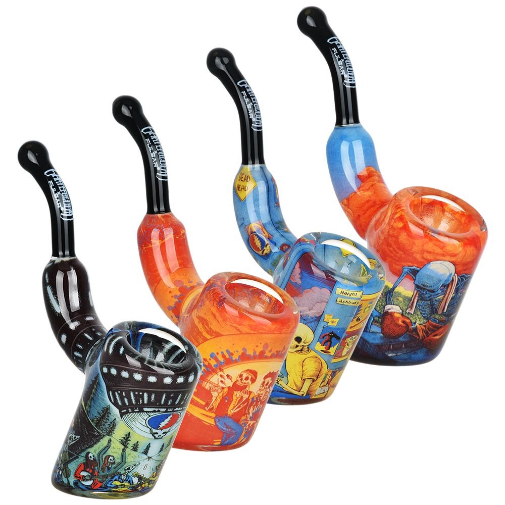 Grateful Dead x Pulsar Inside Print Bent Sherlock Pipe - Glasss Station