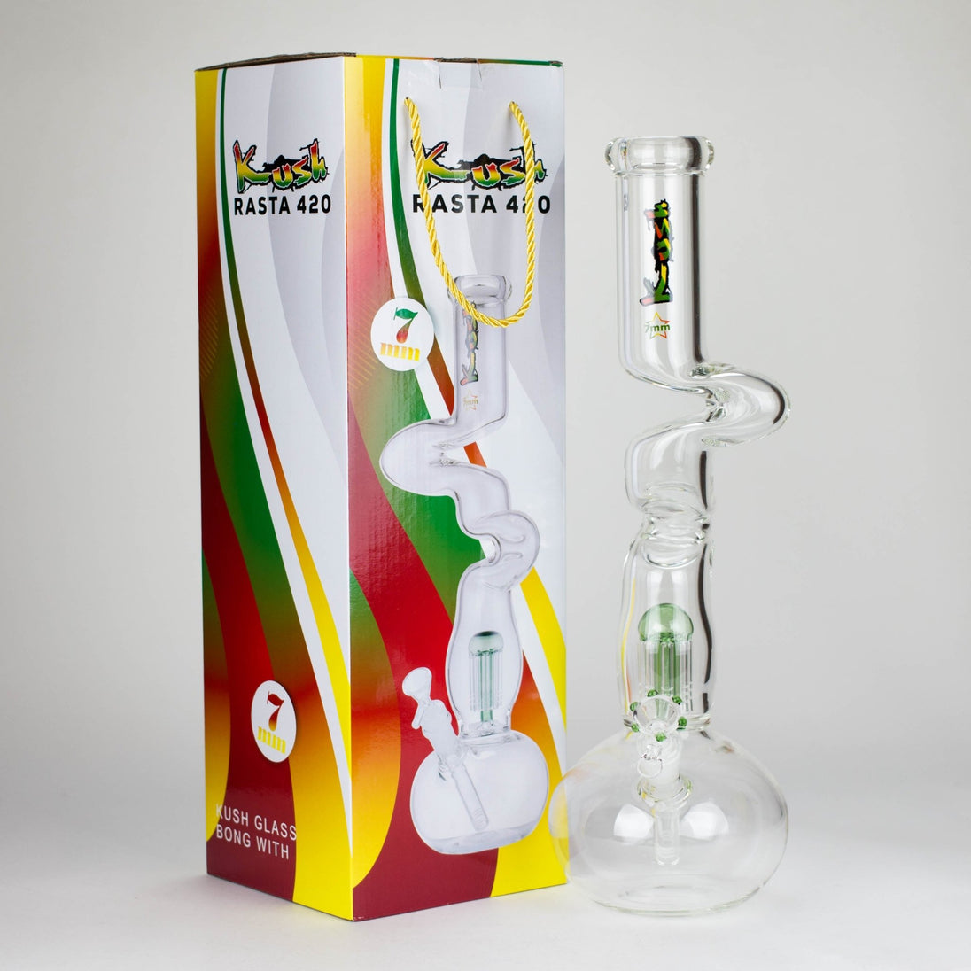 Kush 17" Zig - Zag Rasta 420 Bong - Glasss Station