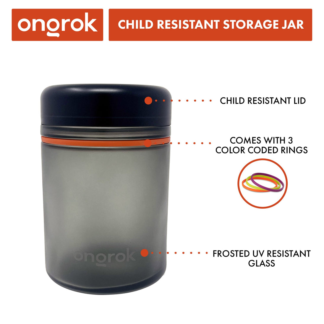 Ongrok 1000ml Child Resistant Storage Jar - Glasss Station