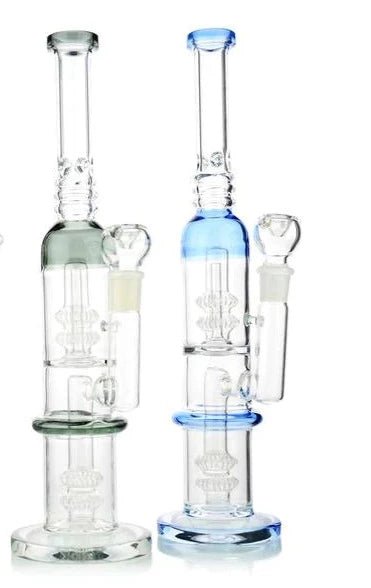 1Stop Glass 14” Heavy Hitter Bong w/ 4 Showerhead Percs & Ice Catcher - Glasss Station