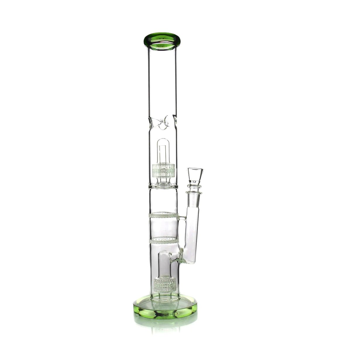 1Stop Glass 18" Straight Tube Bong w/ Double Matrix & Double Honeycomb Percs - Glasss Station