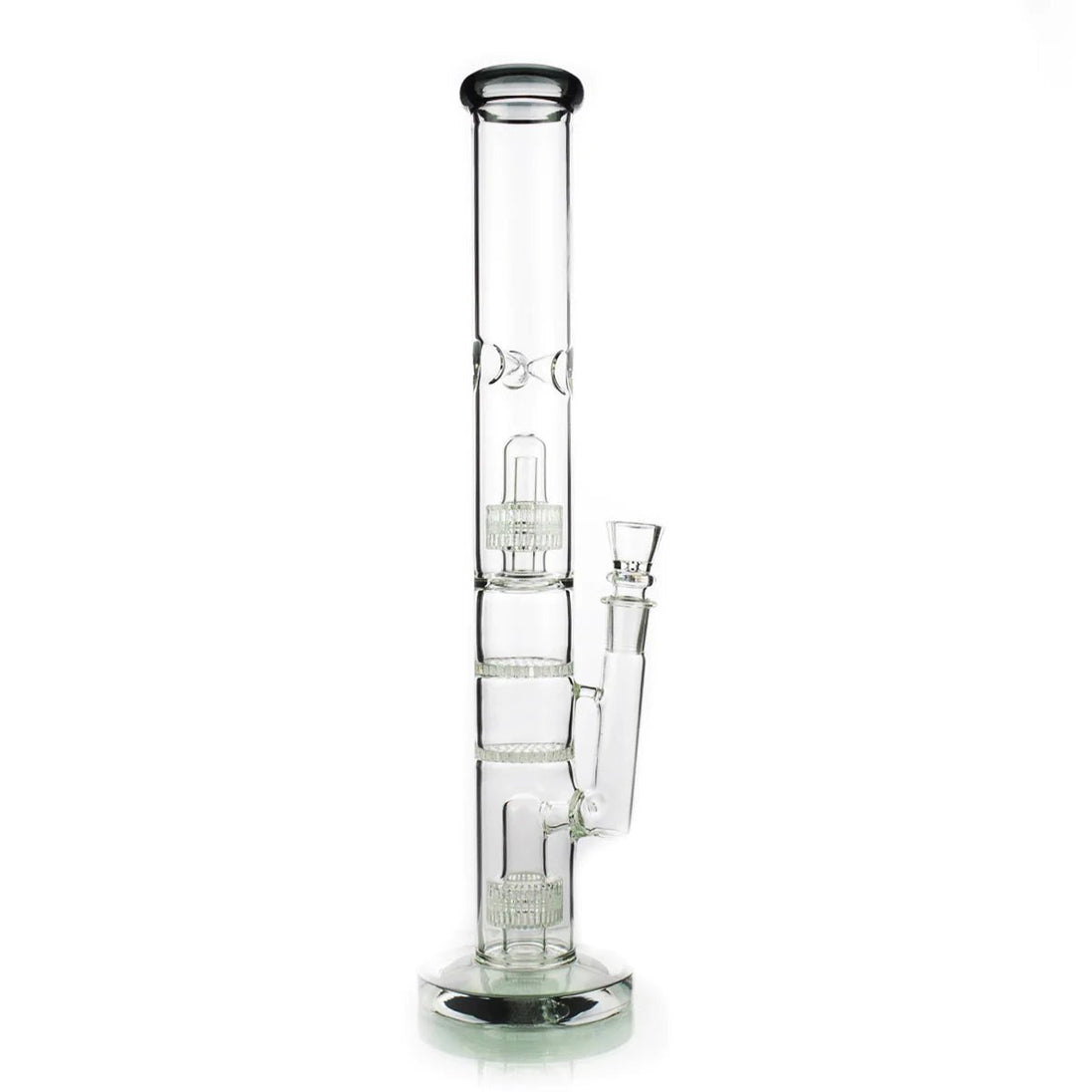 1Stop Glass 18" Straight Tube Bong w/ Double Matrix & Double Honeycomb Percs - Glasss Station