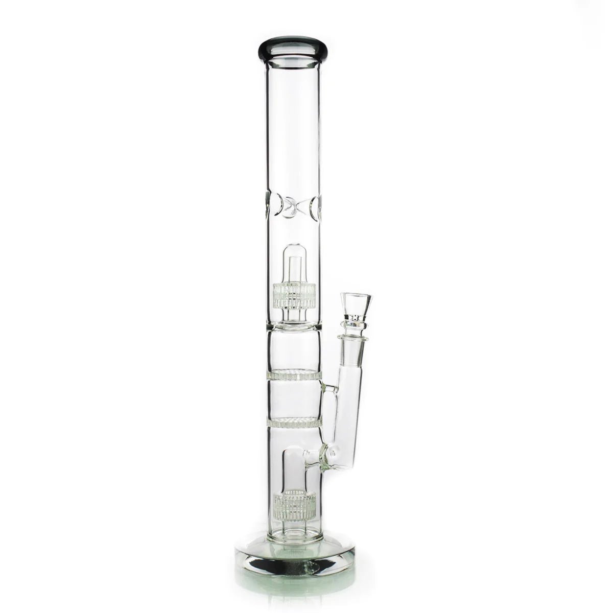 1Stop Glass 18" Straight Tube Bong w/ Double Matrix & Double Honeycomb Percs - Glasss Station