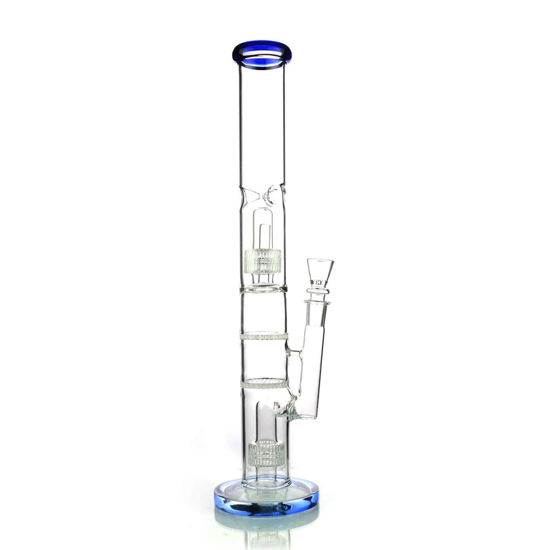 1Stop Glass 18" Straight Tube Bong w/ Double Matrix & Double Honeycomb Percs - Glasss Station