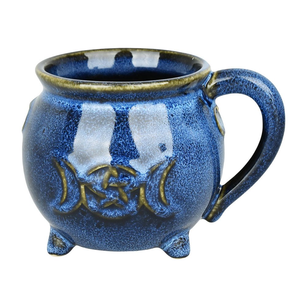 Blue Glazed Pentagram Moon Ceramic Mug - Glasss Station