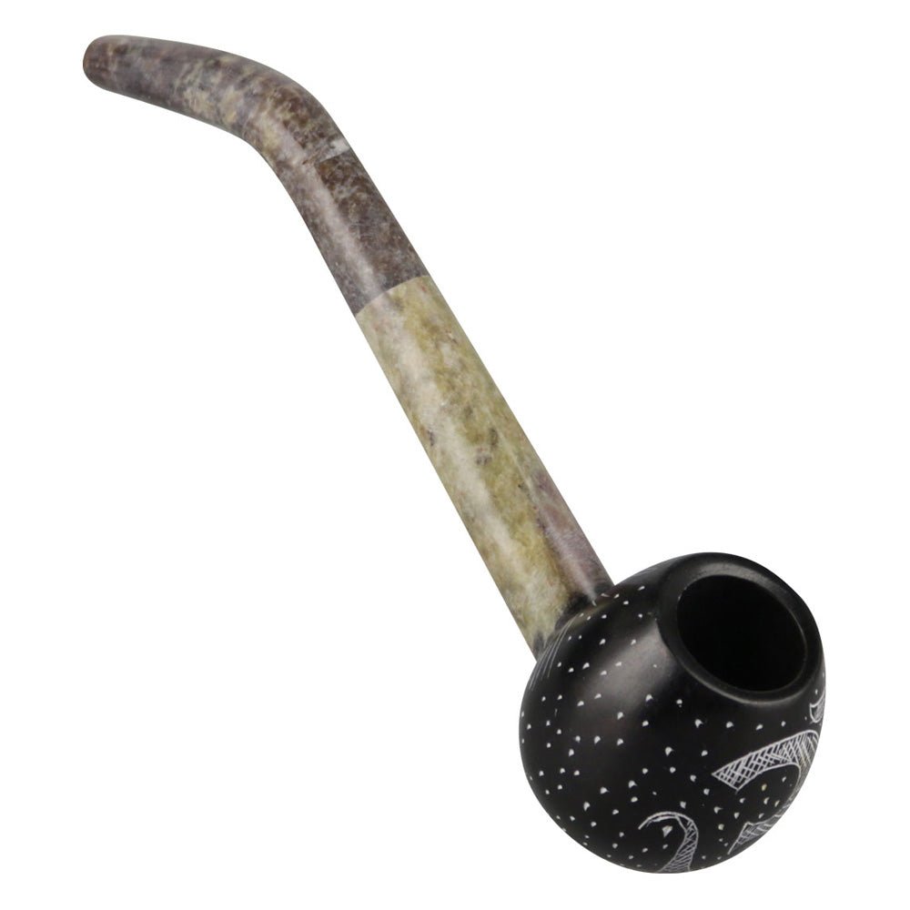 Carved Stone Pipe w/ Om Symbol - Glasss Station