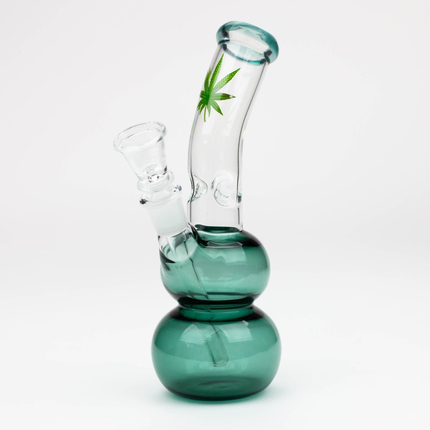 Colored 7" Leaf Double Ball Glass Bong - Glasss Station