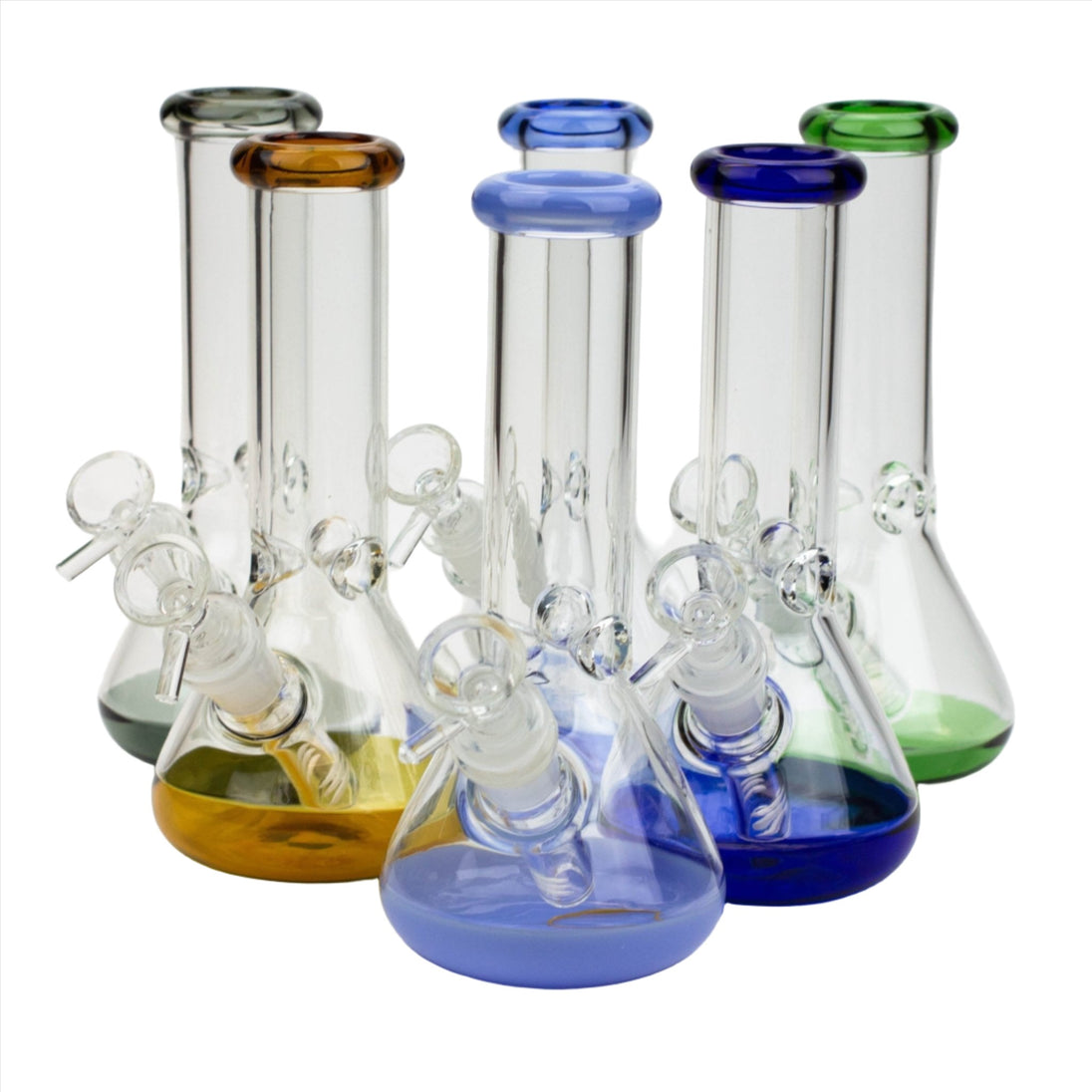 Colored Bottom 8" Glass Beaker Bong - Glasss Station