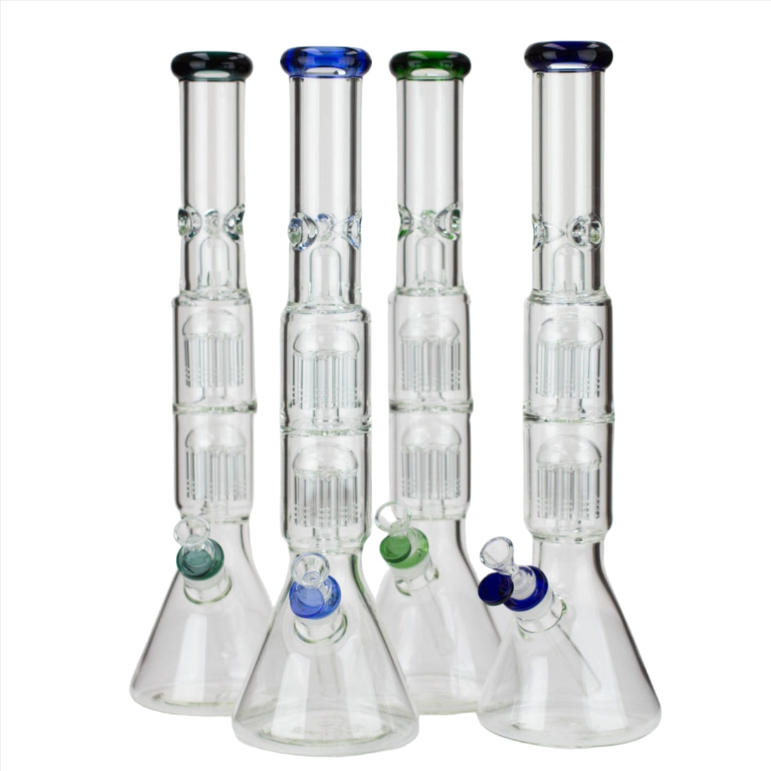 Dual 8 Arm Perc 19" 7mm Water Pipe w/ Splash Guard - Glasss Station