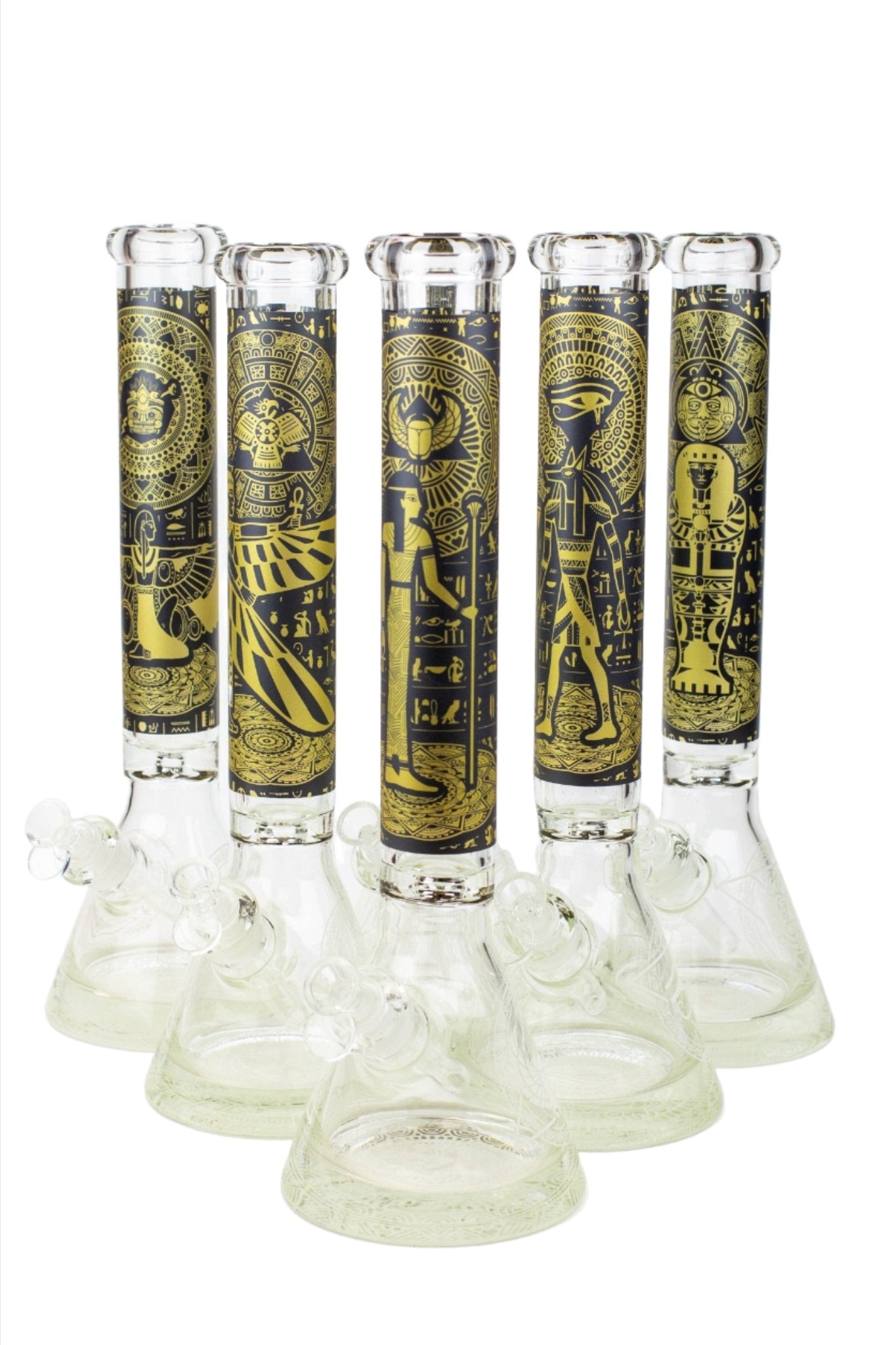 Egyptian Hieroglyph 16" 9mm Glow in the Dark Beaker Bong - Glasss Station