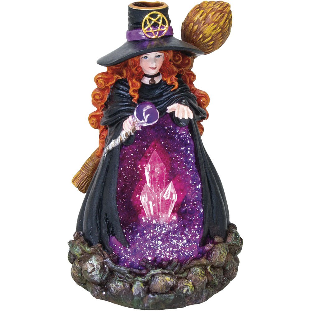 Fujima 6.75" Purple Witch Backflow Incense Burner w/ LED - Glasss Station