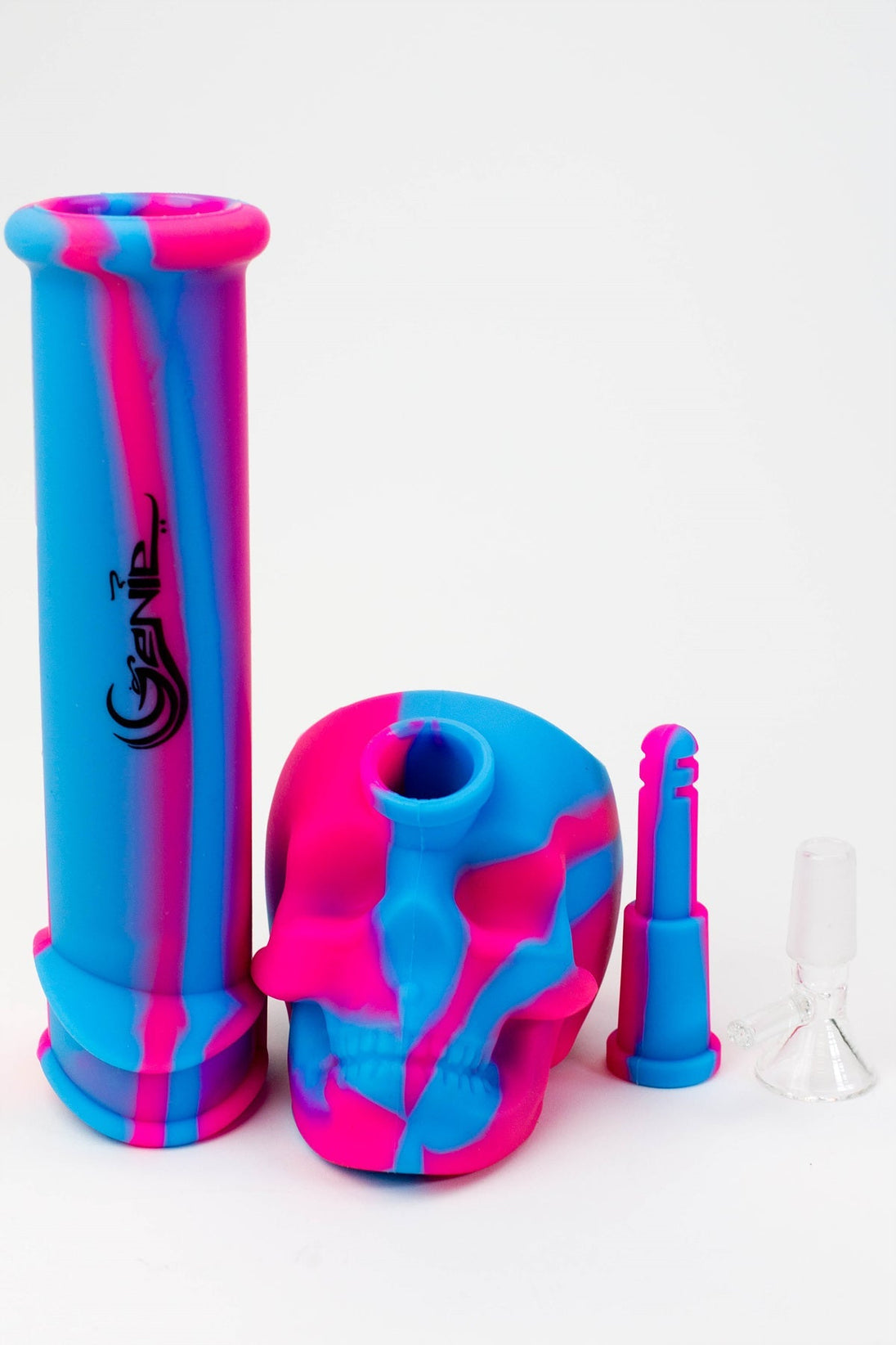 GENIE 9" Skull Multi-Colored Silicone Bong - Glasss Station