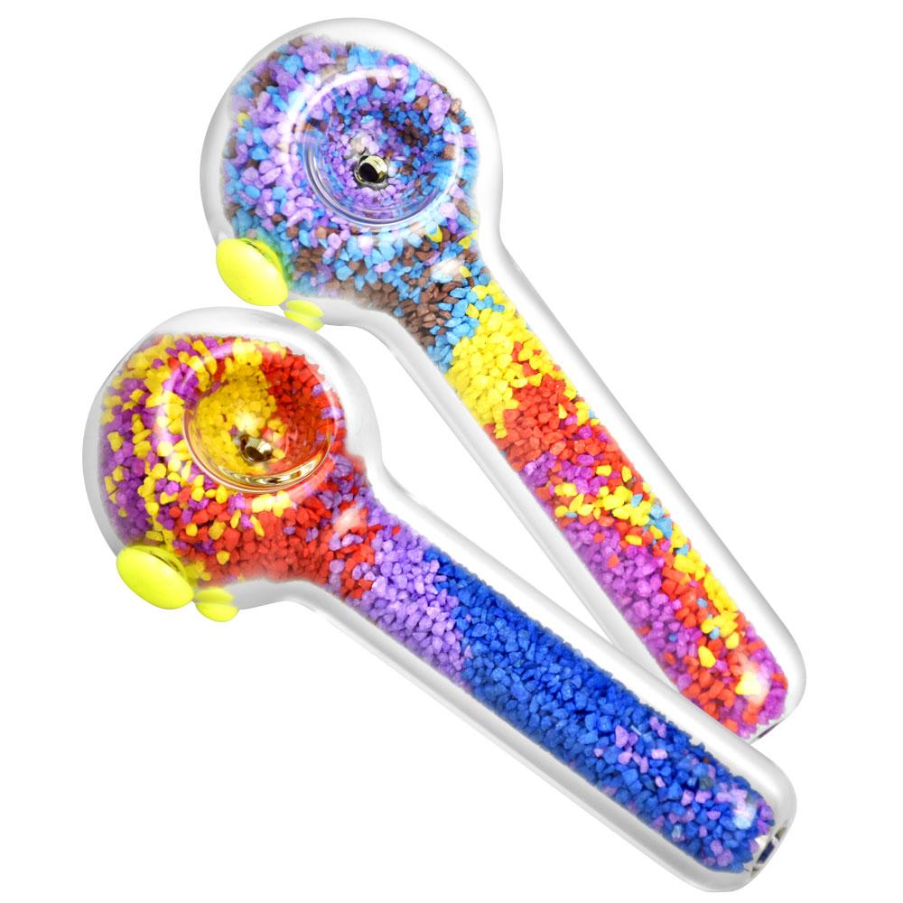 Glowing Frit Filled Glass Spoon Pipe - Glasss Station