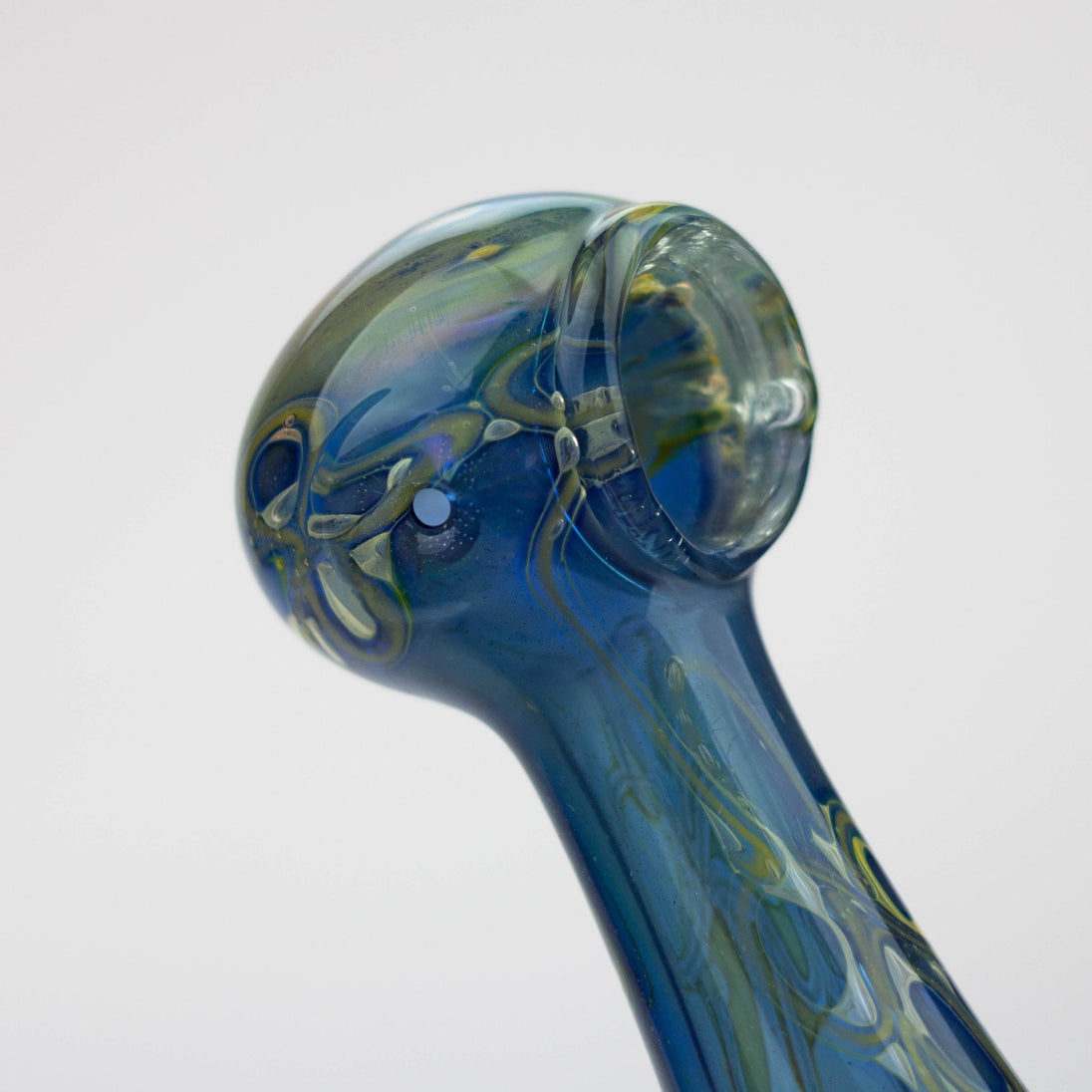 Gold Fumed 5" Blue Hand Pipe - Glasss Station