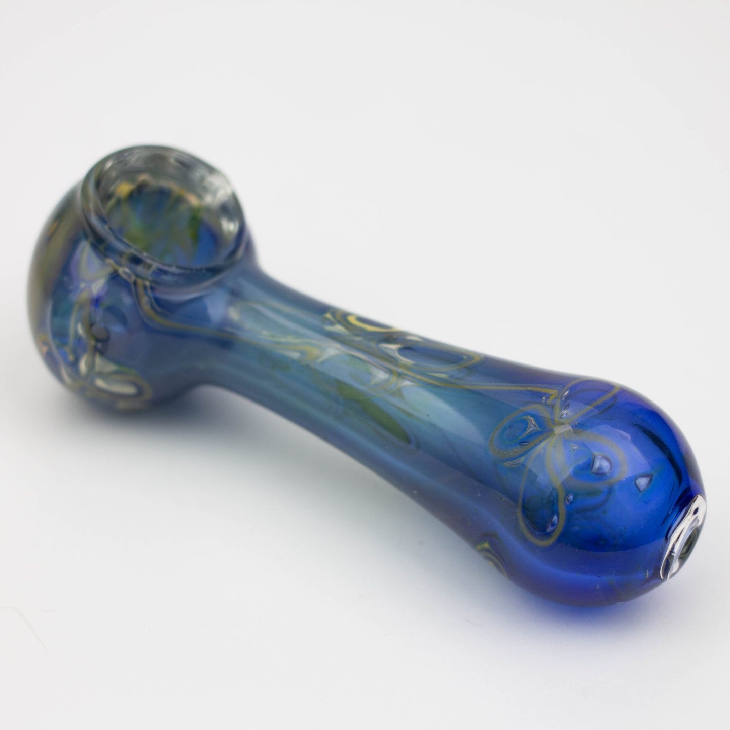 Gold Fumed 5" Blue Hand Pipe - Glasss Station