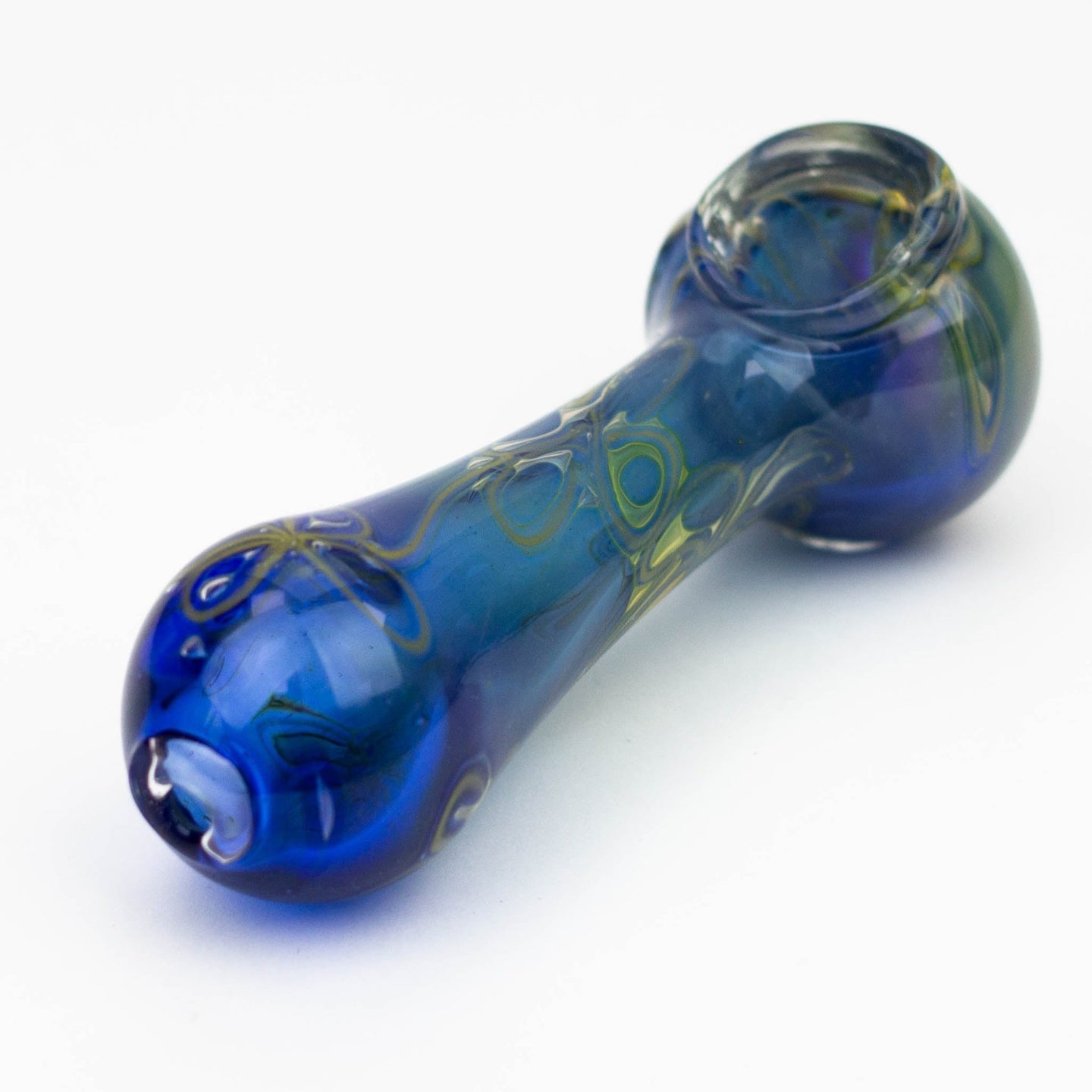 Gold Fumed 5" Blue Hand Pipe - Glasss Station