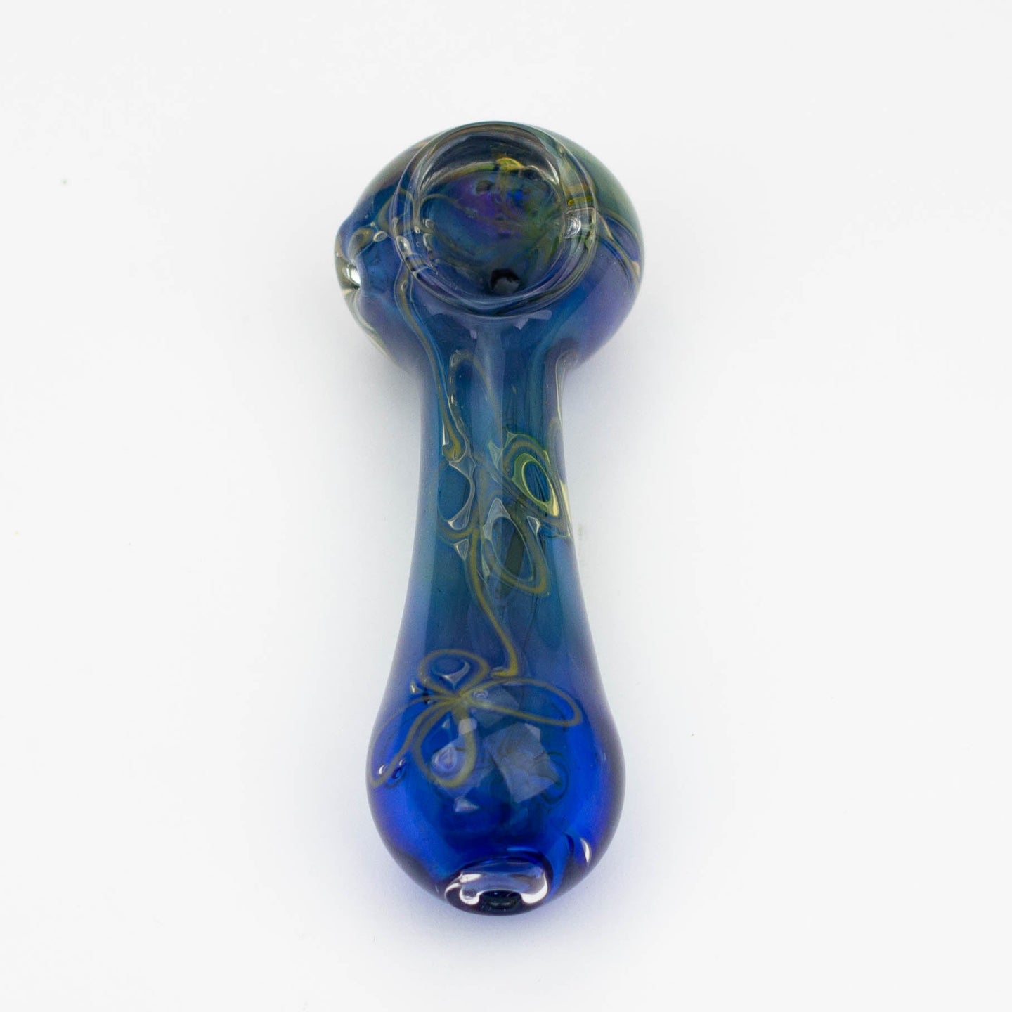 Gold Fumed 5" Blue Hand Pipe - Glasss Station