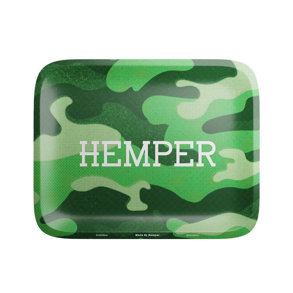 Hemper Green Camouflage Metal Rolling Tray - Glasss Station