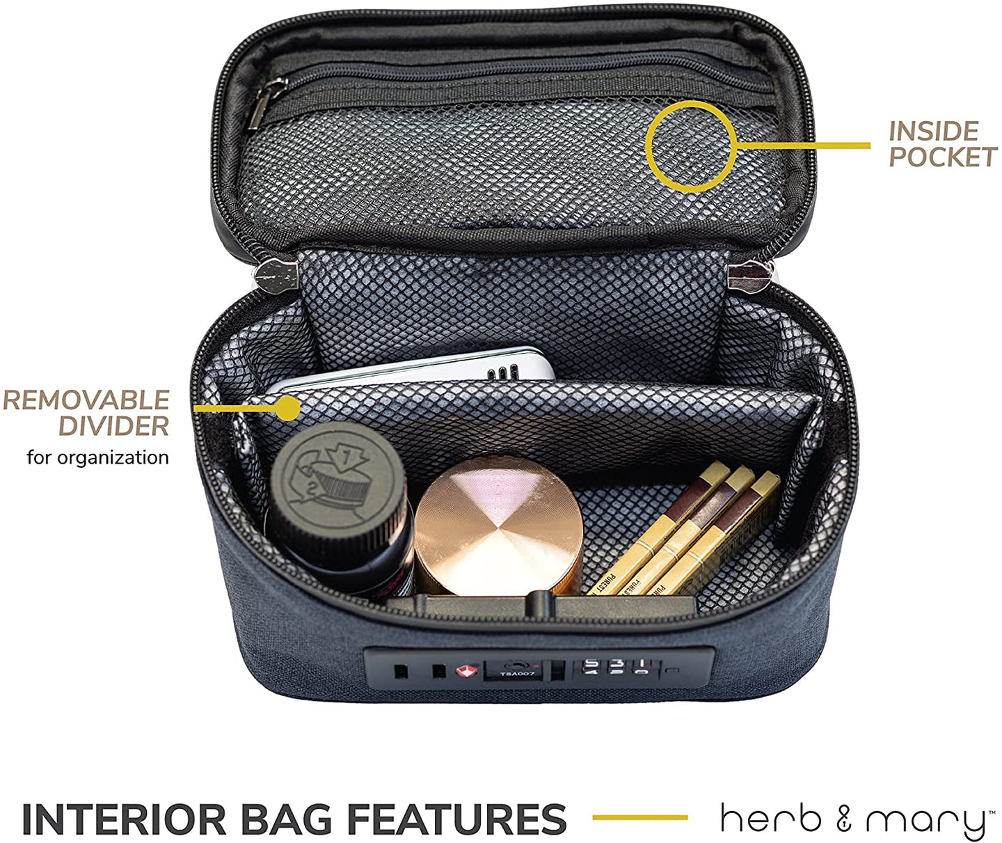 Herb & Mary Smell Proof Storage Stash Case w/Integrated Combo Lock (Small) - Glasss Station