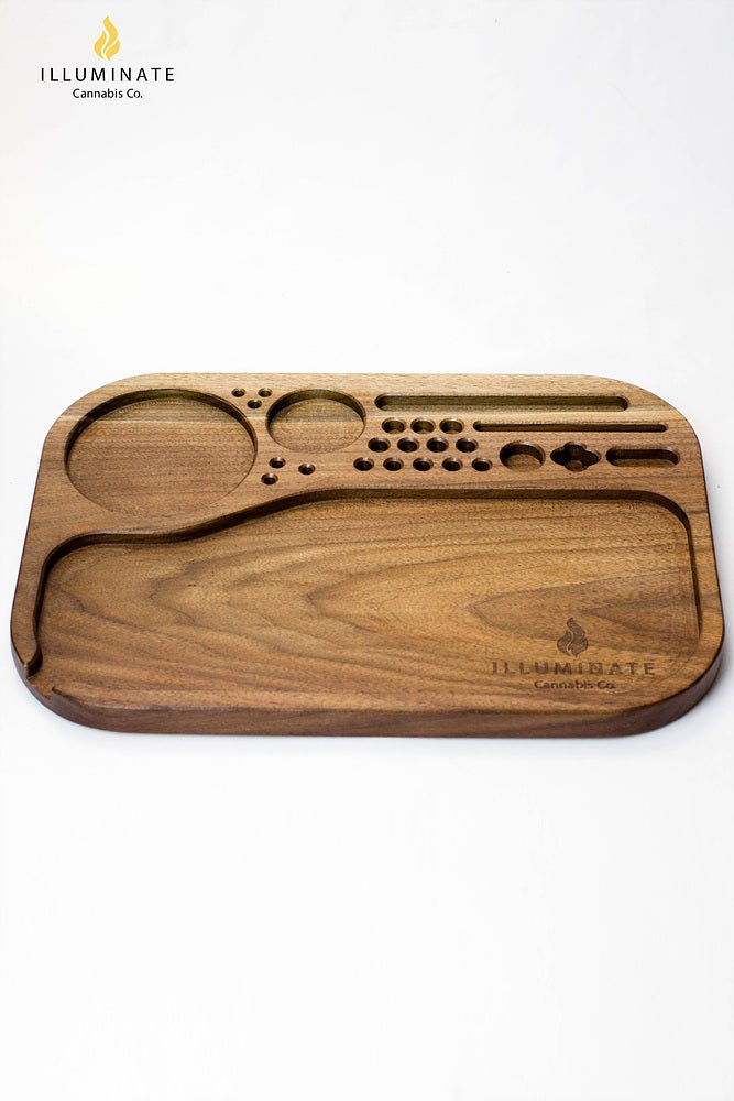 Illuminate Walnut King Size Rolling Tray - Glasss Station