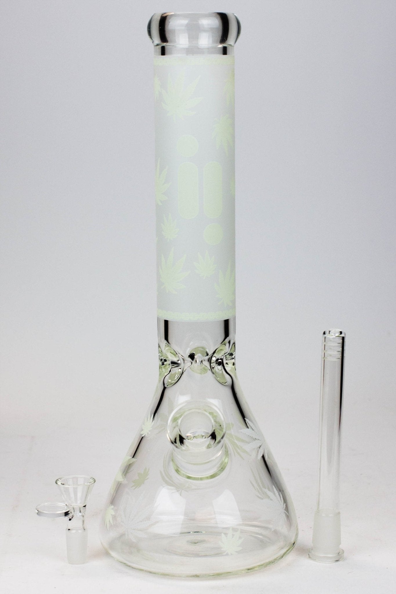 Infyniti 14" 7mm Leaf Glow in the Dark Beaker Bong - Glasss Station