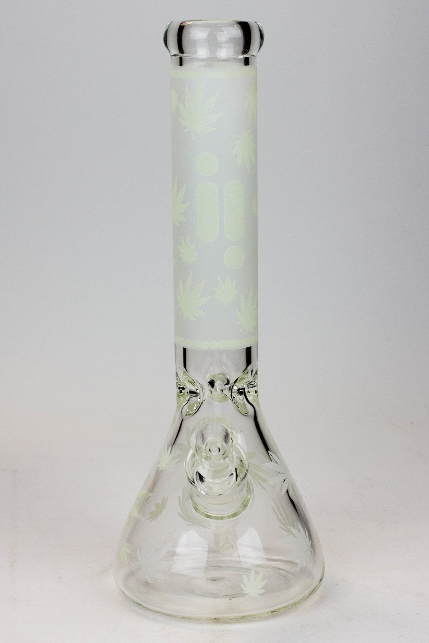 Infyniti 14" 7mm Leaf Glow in the Dark Beaker Bong - Glasss Station