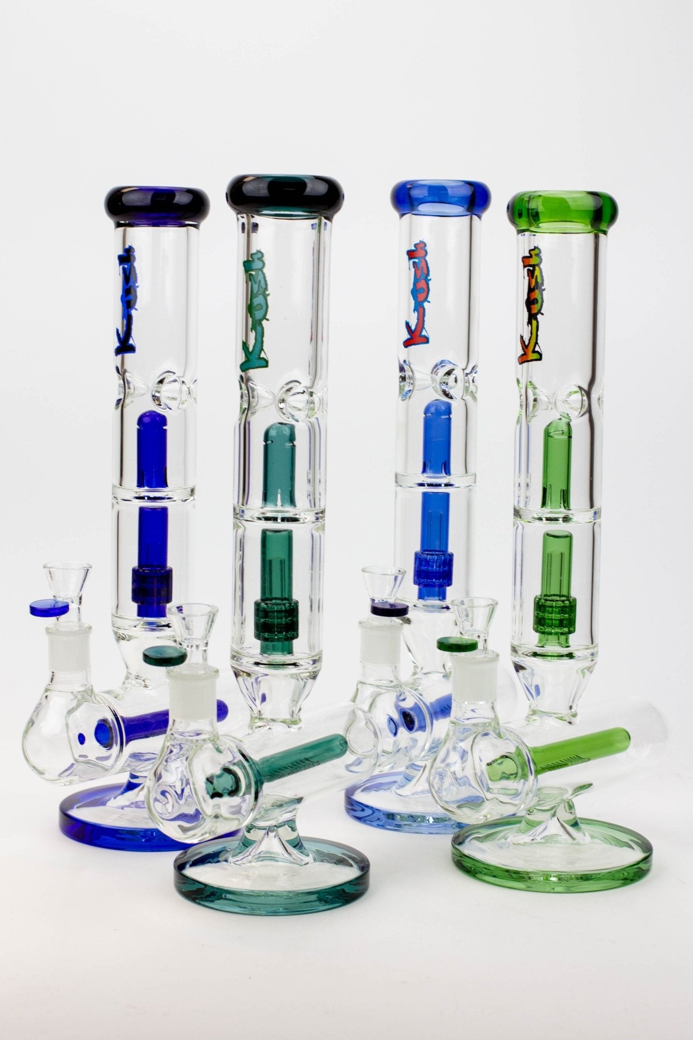 KUSH 14" 7mm Glass Bong w/ Inline Diffuser and Splash Guard - Glasss Station