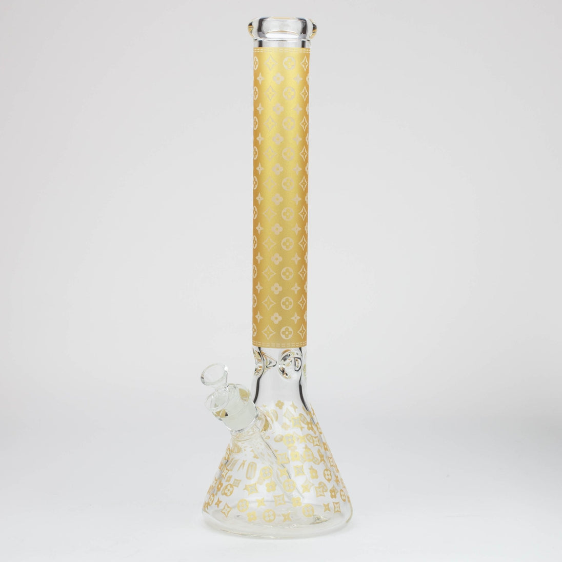 LV Print 18" 7mm Glow in the Dark Beaker Bong - Glasss Station