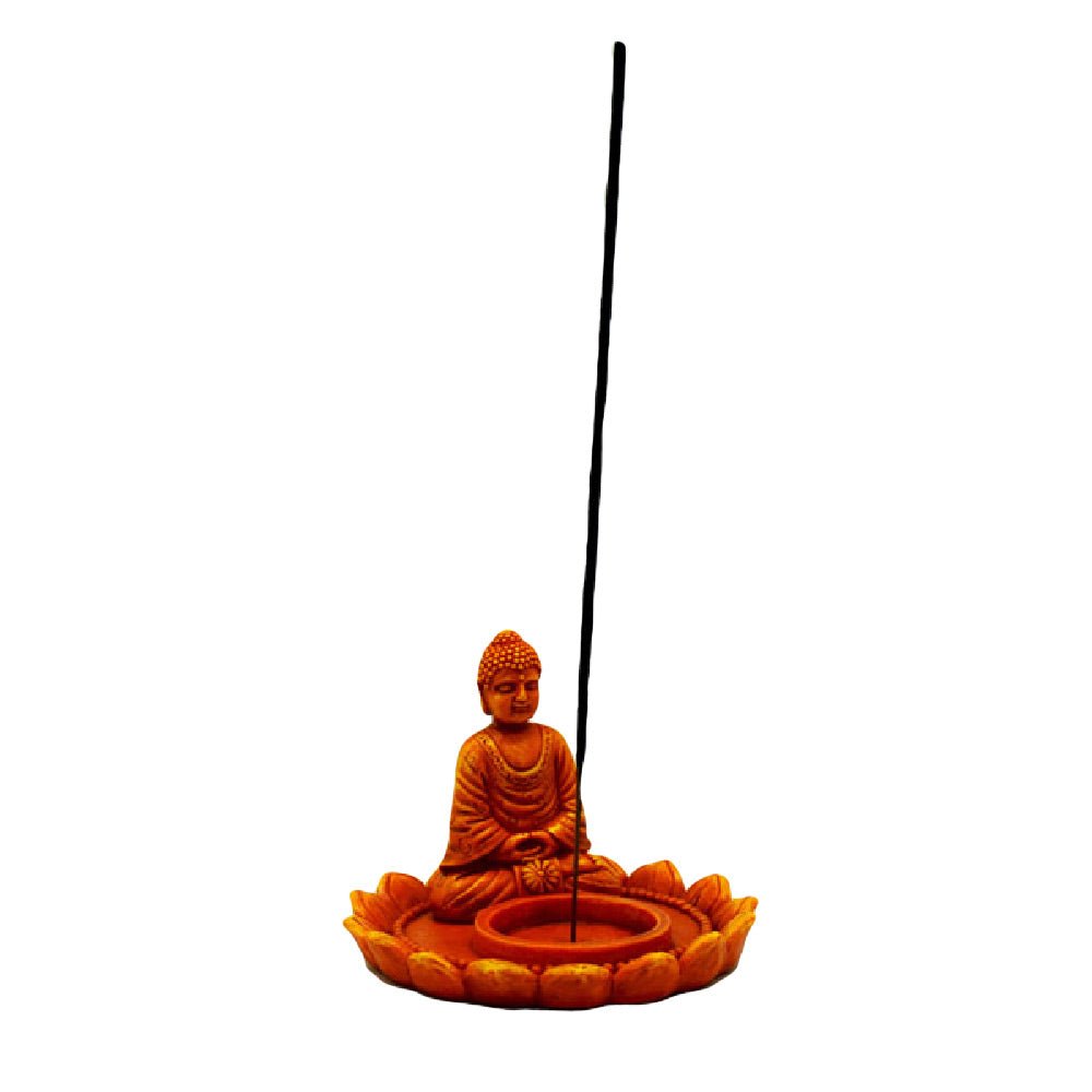 Meditating Buddha w/ Lotus Flower Incense Burner - Glasss Station