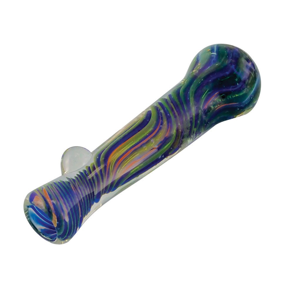 Multicolor Borosilicate Glass Chillum w/ Twists - Glasss Station