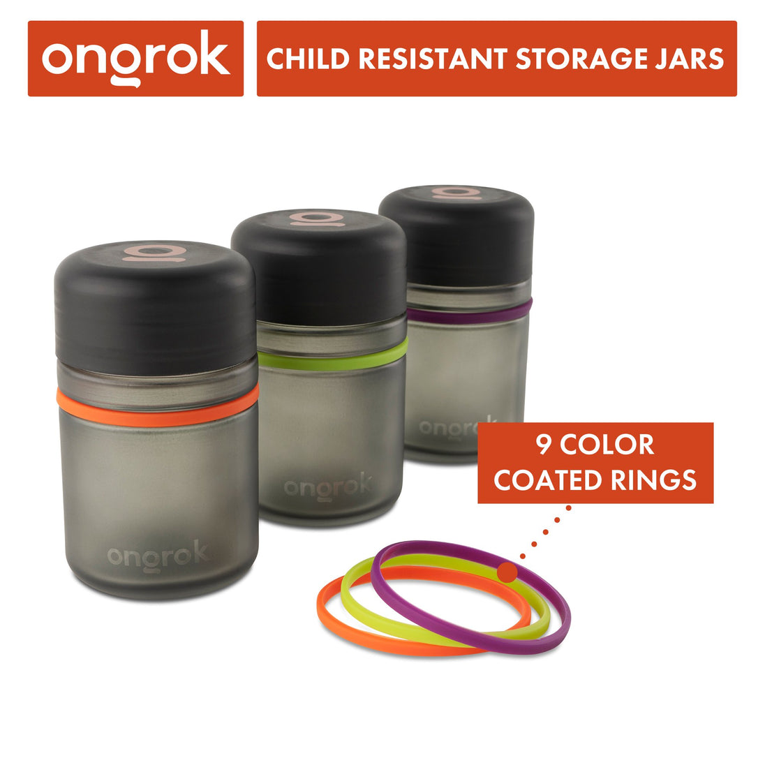 Ongrok Child Resistant Glass Storage Jar 3 Pack - Glasss Station