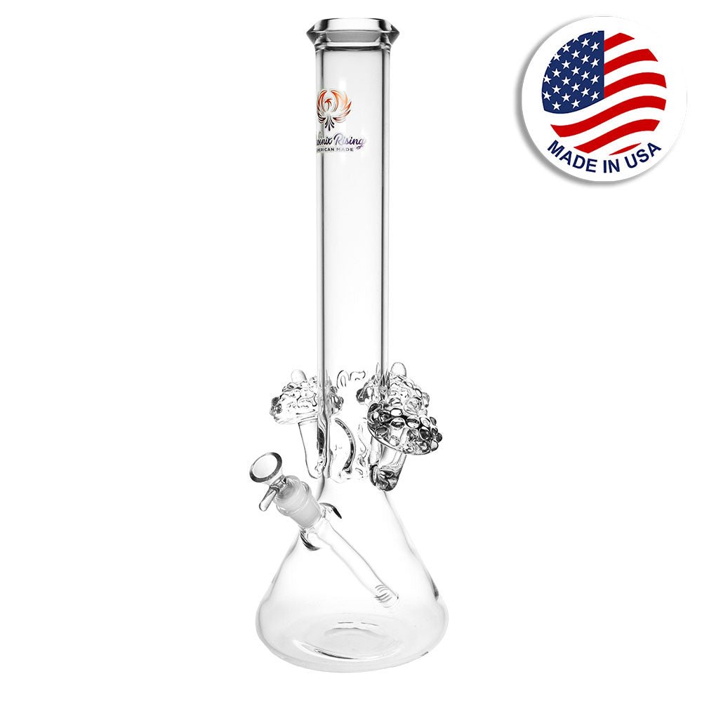 Phoenix Rising 3 Shrooms 17" Beaker Water Pipe - Glasss Station