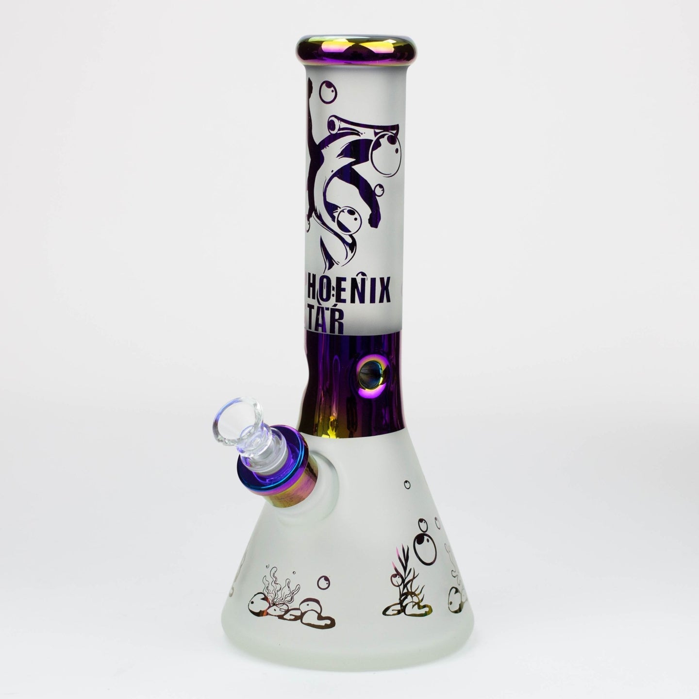 PHOENIX STAR-12.5" 7mm Sandblasted and Electroplated Glass Beaker Bong - Glasss Station