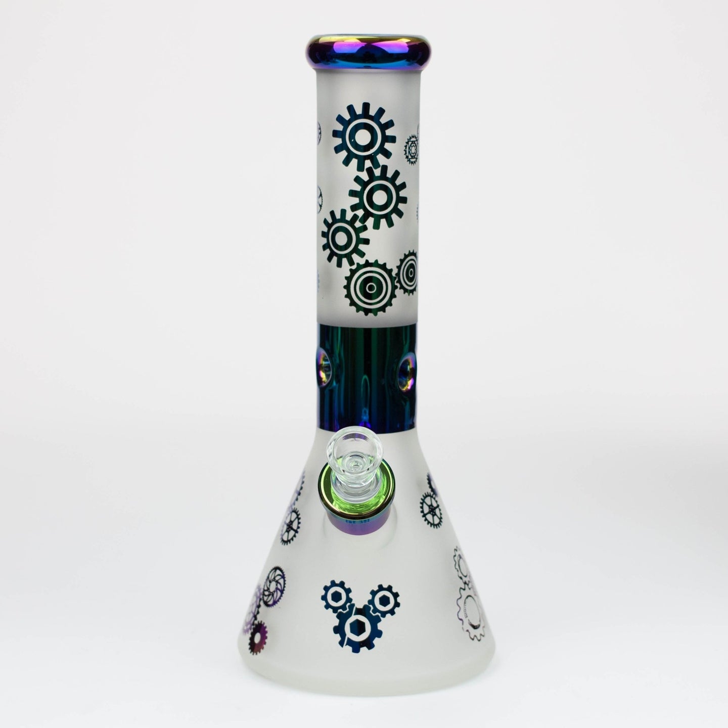 PHOENIX STAR-12.5" 7mm Sandblasted and Electroplated Glass Beaker Bong - Glasss Station