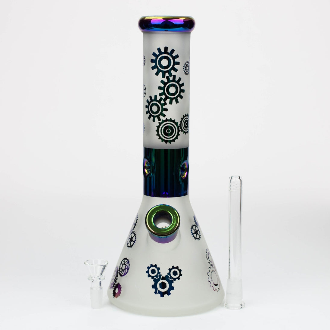 PHOENIX STAR-12.5" 7mm Sandblasted and Electroplated Glass Beaker Bong - Glasss Station