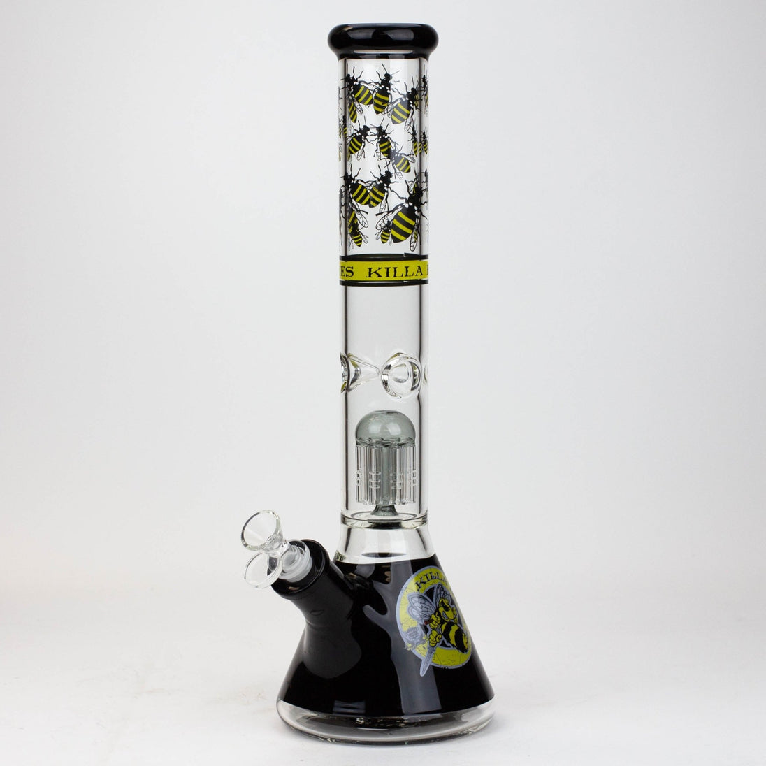 PROTECT YA NECK-15.5" 7mm Killa Bees Tree Arm Perc Glass Beaker Bong by Infyniti - Glasss Station