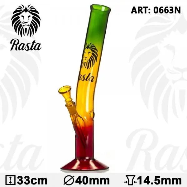 Rasta Colored 13.5" Glass Water Pipe w/ Lion Logo - Glasss Station