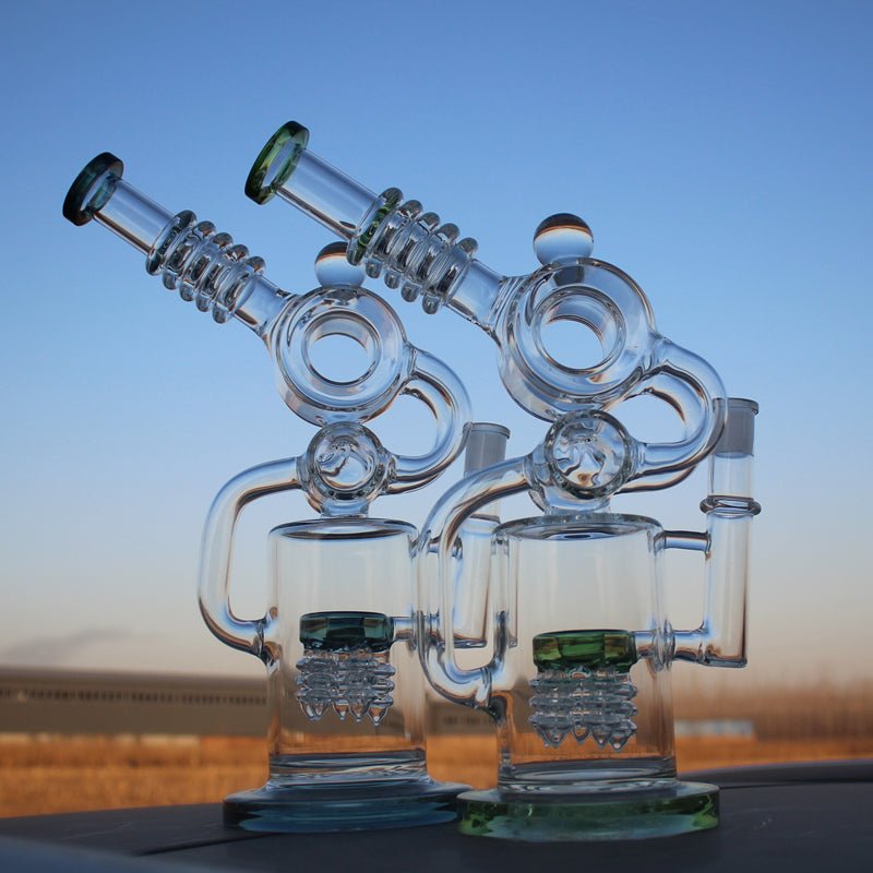 Recycler Style 12" Water Pipe w/ Dual Percs - Glasss Station