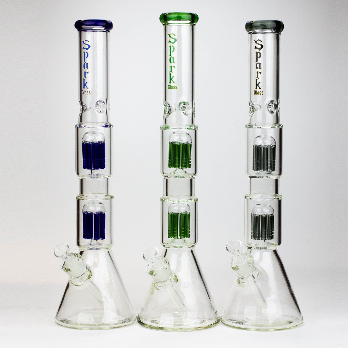 SPARK 19" 7mm Double Perc Beaker Bong - Glasss Station