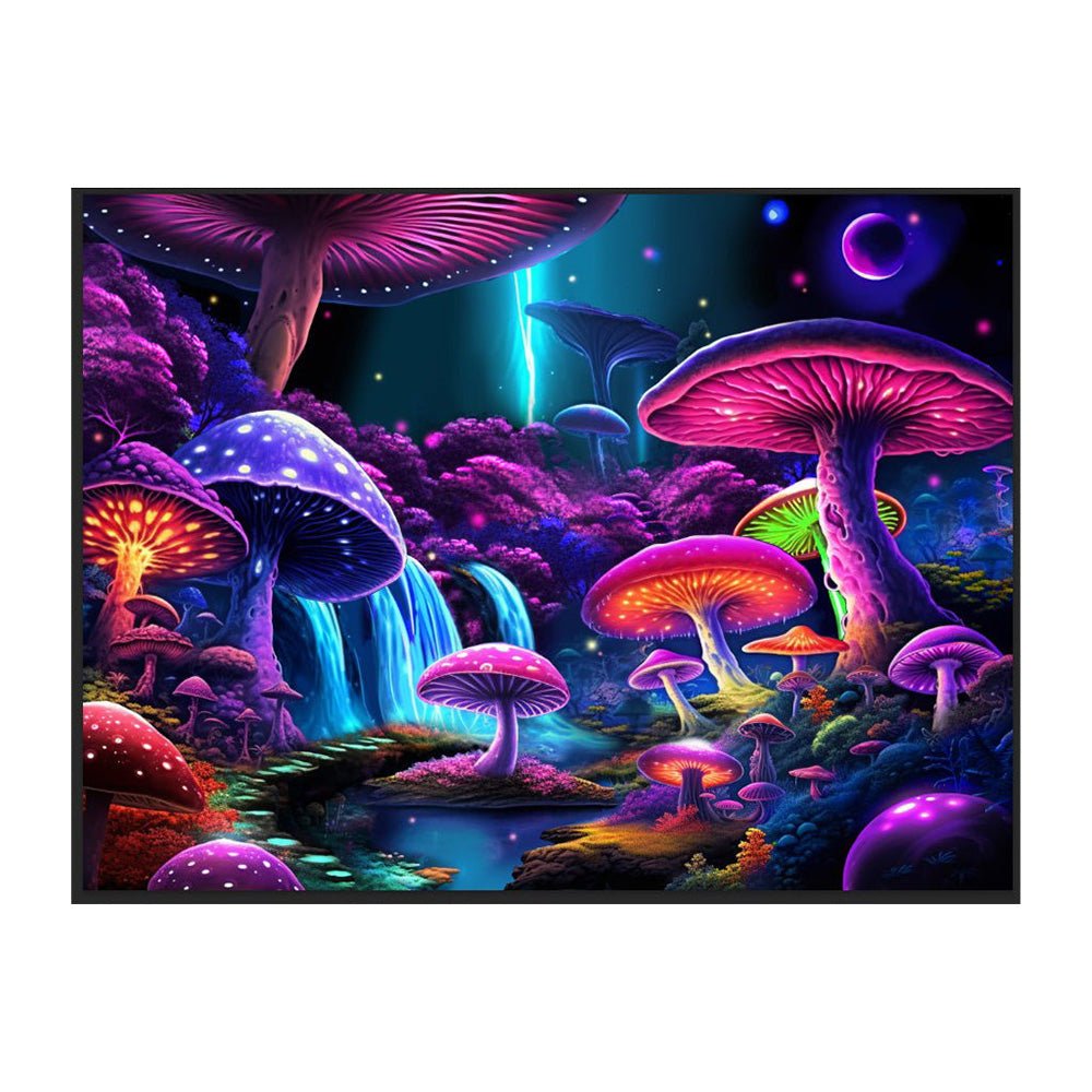 Special Tree Black Light Reactive Mushroom Wall Tapestry - Glasss Station