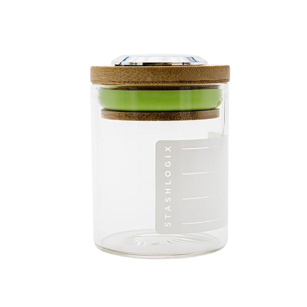 Stash Logix Bamboo Lid SmartJar w/ Analogue Humidity Sensor - Glasss Station