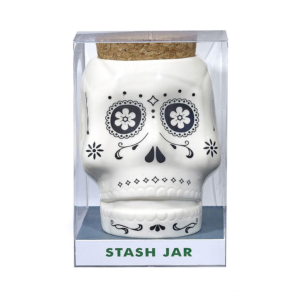 White Skull Stash Jar - Glasss Station