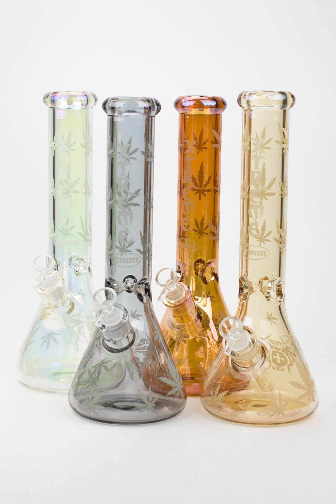 XTREME 14" 7mm Leaf Electroplated Glass Beaker Bong - Glasss Station